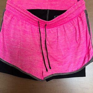 Champion Hot Pink Layered Athletic Shorts with Black Accents